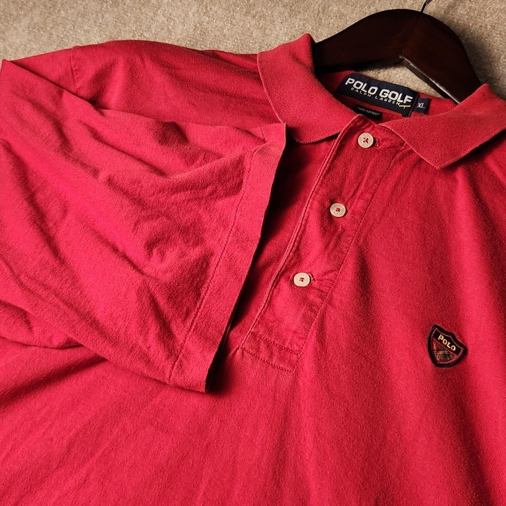 Polo Golf Ralph Lauren Shirt Mens XL Red Short Sleeve Cotton Sea Island Logo